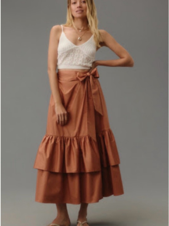 Hutch Dresses & Skirts - ❤️ Anthropologie Hutch Copper Tiered Wrap Midi Skirt - NWOT - size 2